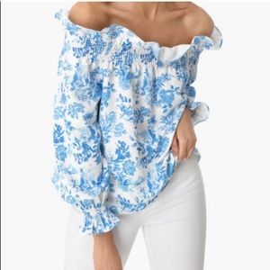 Tuckernuck Blue and White Marguerite Blouse, Size Small, Excellent Condition.